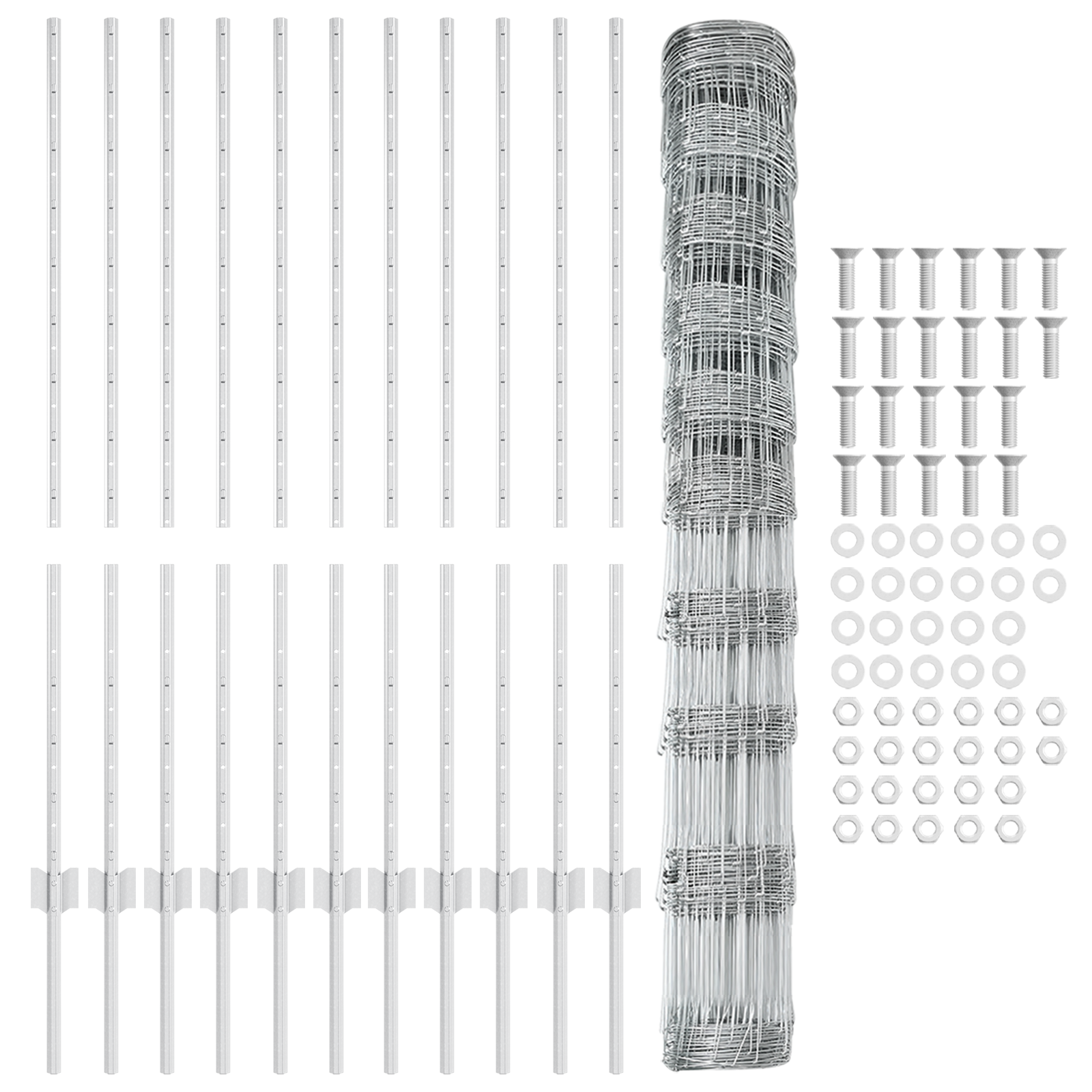 Poste Recinzione 22 pz Canale U 120 cm Acciaio Zincato