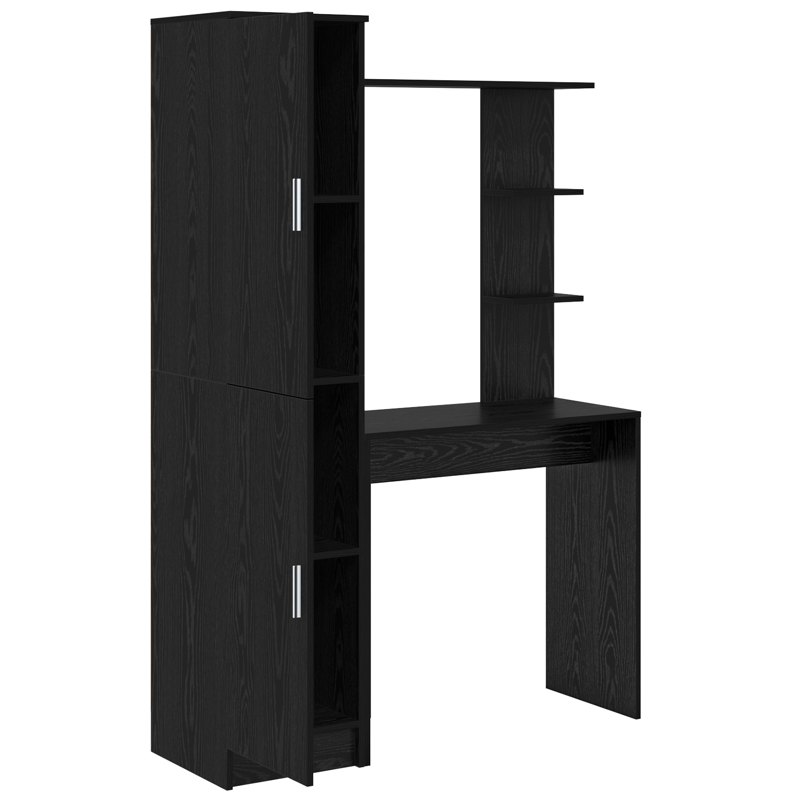 Scrivania con spazio di archiviazione rovere nero legno ingegnerizzato