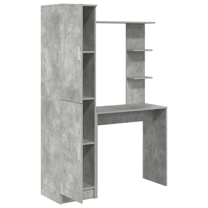 Scrivania con Storage Grigio Cemento Legno Ingegnerizzato