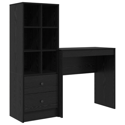 Scrivania con Storage Faggio Nero Legno Ingegnerizzato
