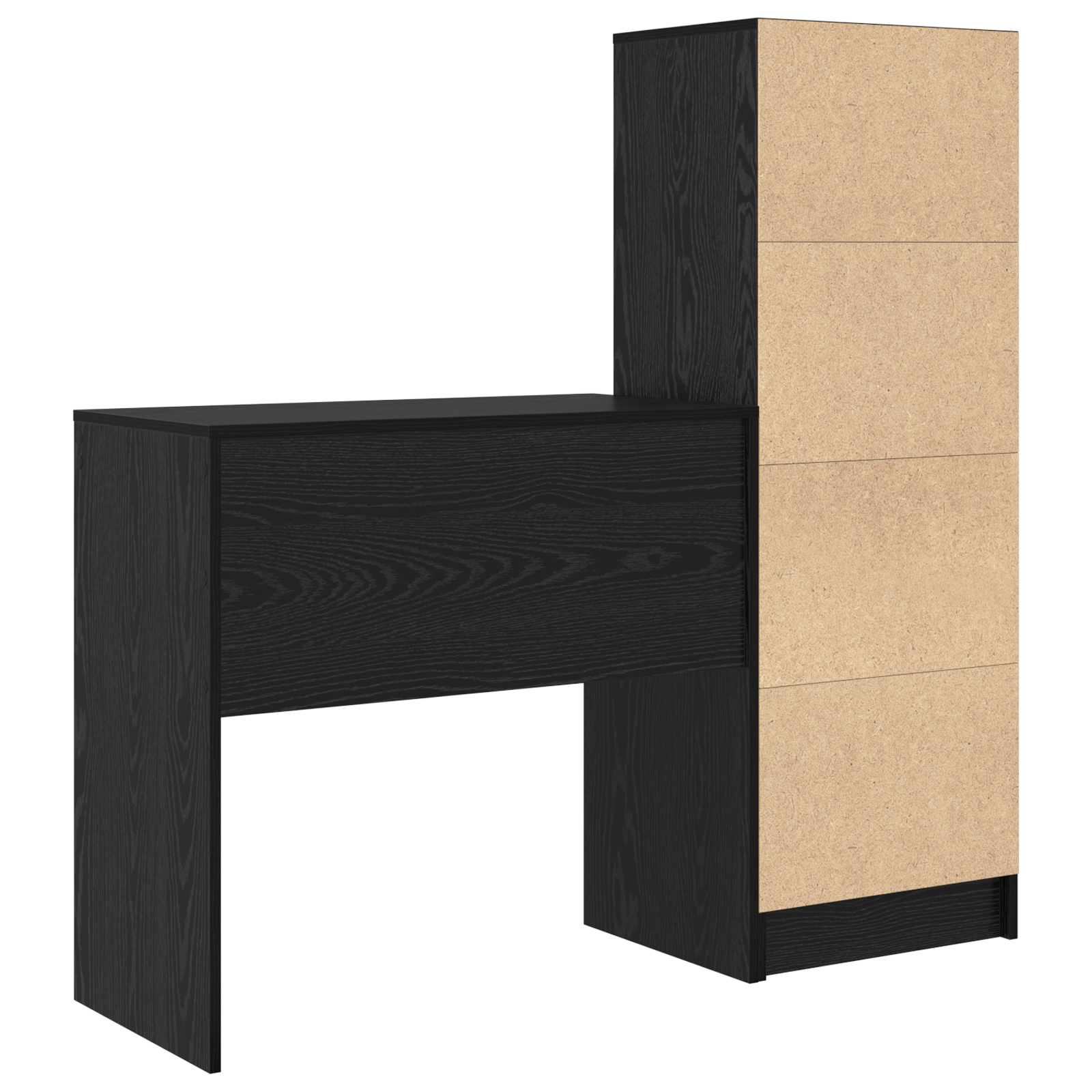 Scrivania con Storage Faggio Nero Legno Ingegnerizzato