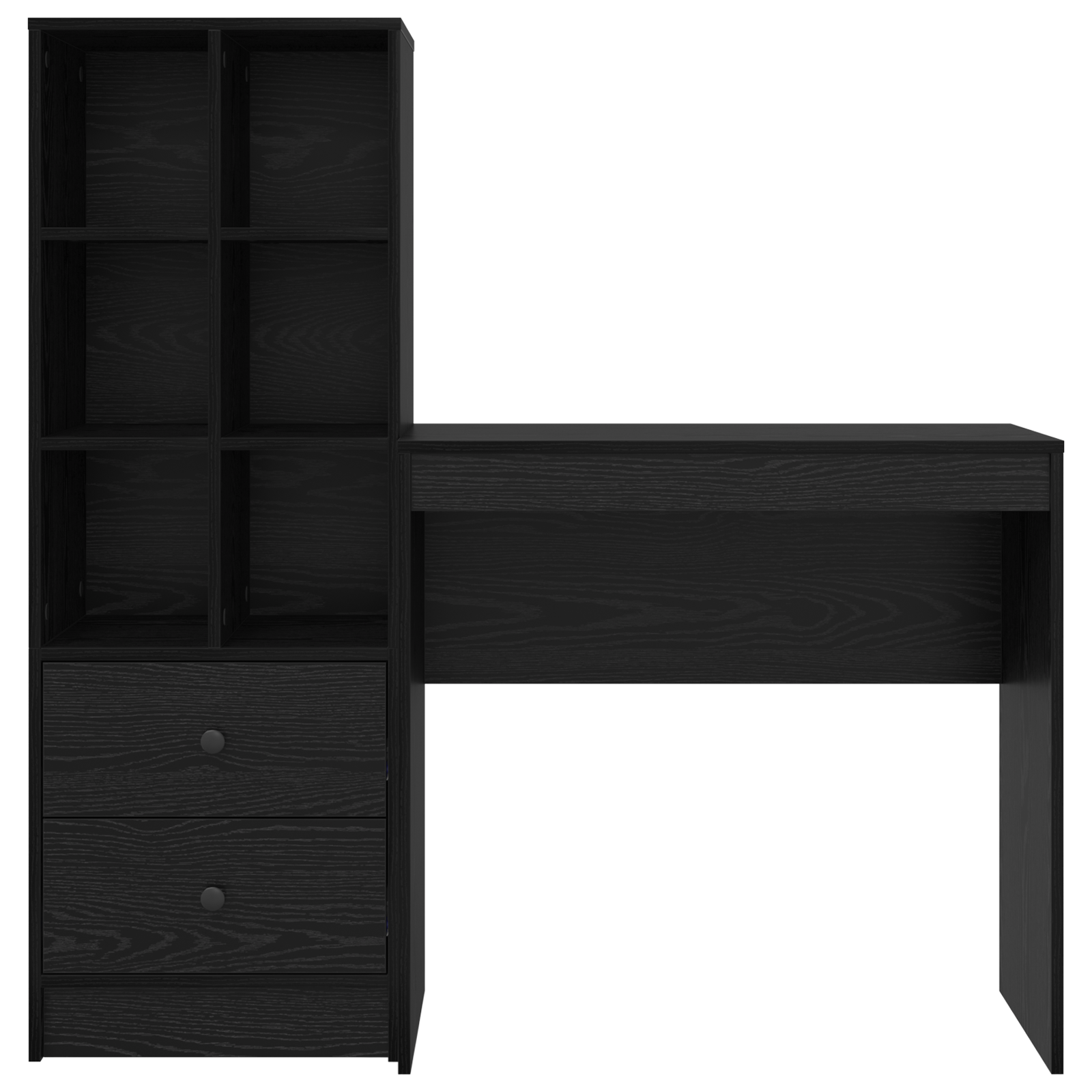 Scrivania con Storage Faggio Nero Legno Ingegnerizzato