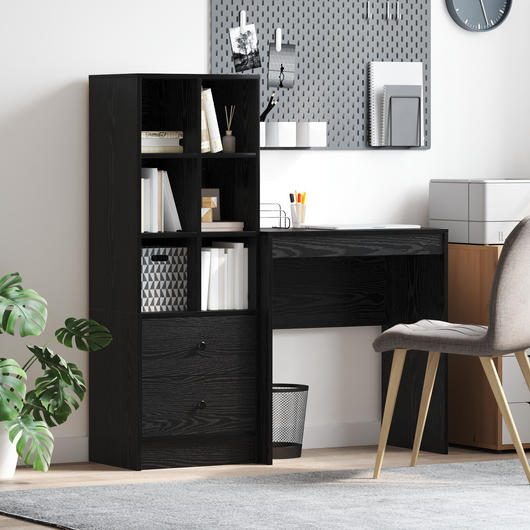 Scrivania con storage Rovere nero Legno ingegnerizzato