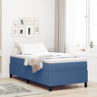 Letto a Box Blu Singolo in Tessuto Corduroy