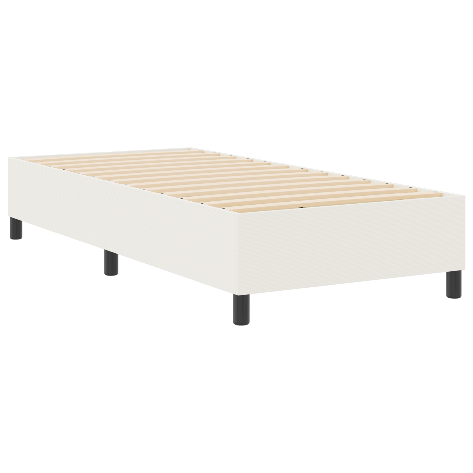 Letto Box Spring Crema 100x200 cm Tessuto a Coste