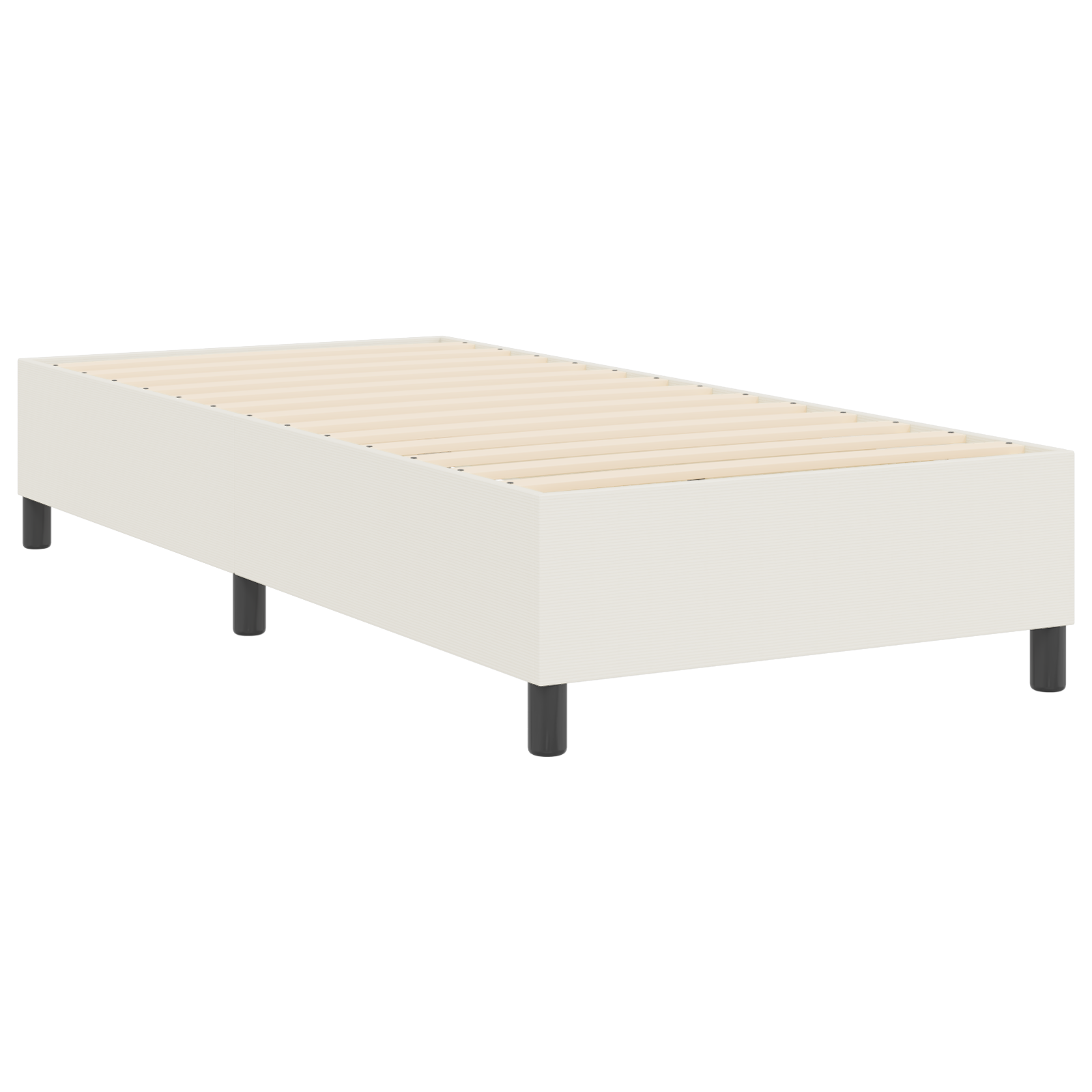 Letto Box Spring Crema 100x200 cm Tessuto a Coste