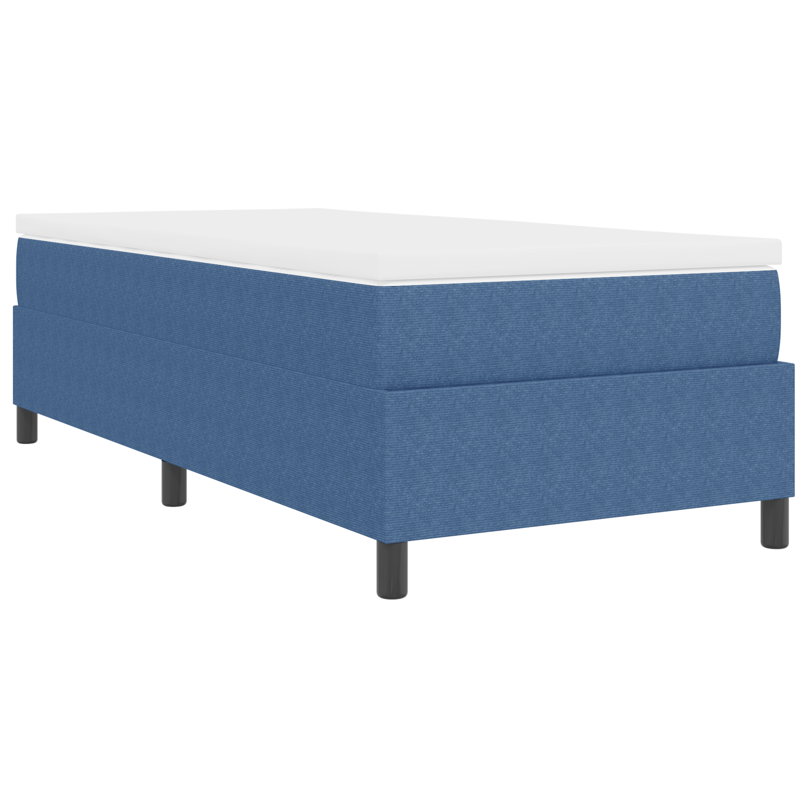 Letto con Box Spring e Materasso Blu Singolo in Tessuto Corduroy
