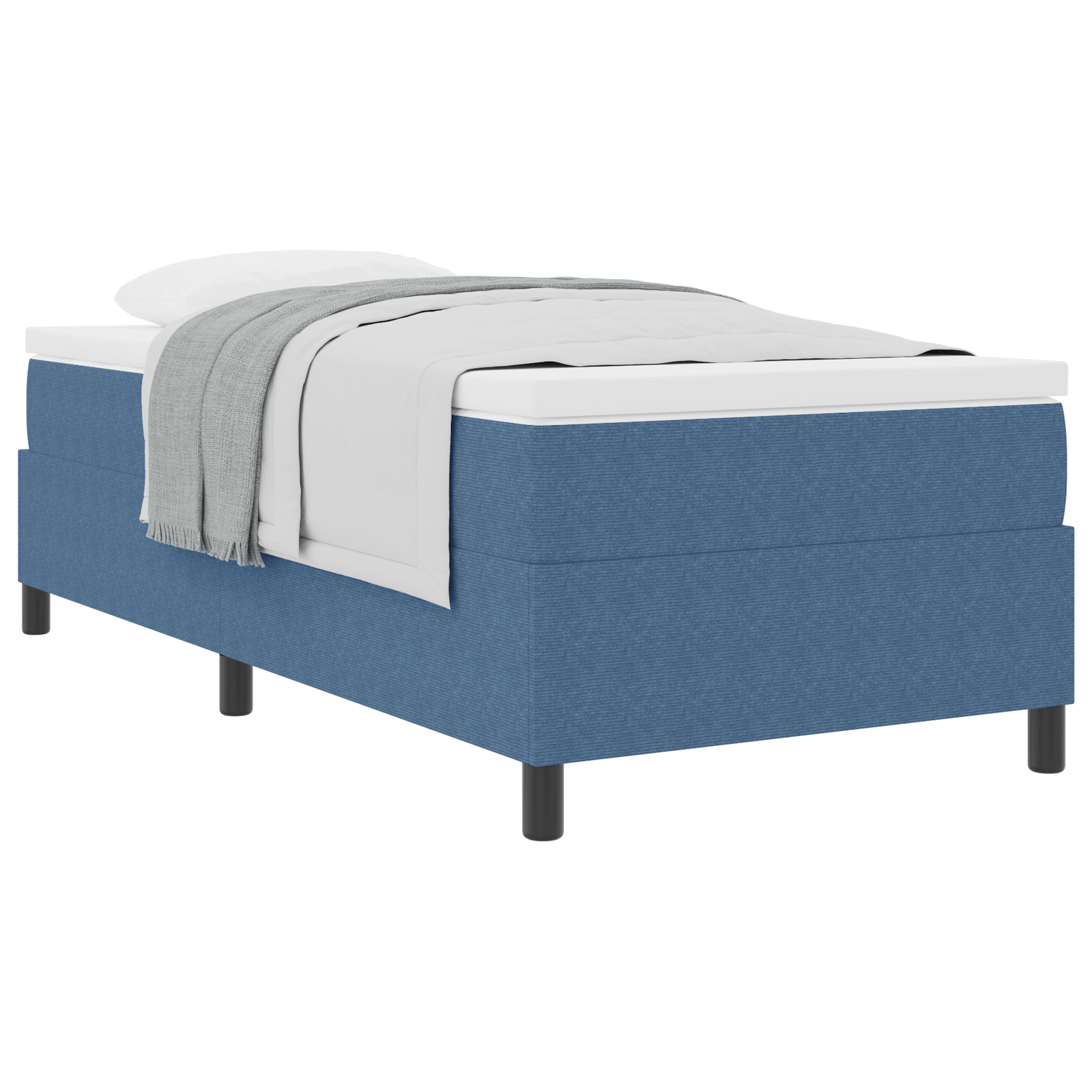 Letto con Box Spring e Materasso Blu Singolo in Tessuto Corduroy