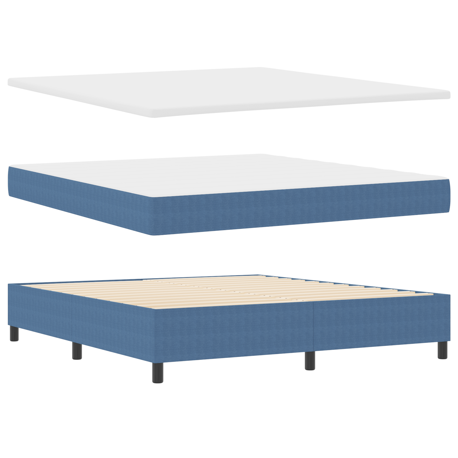 Letto a Balza con Materasso Blu Super King Tessuto in Corduroy