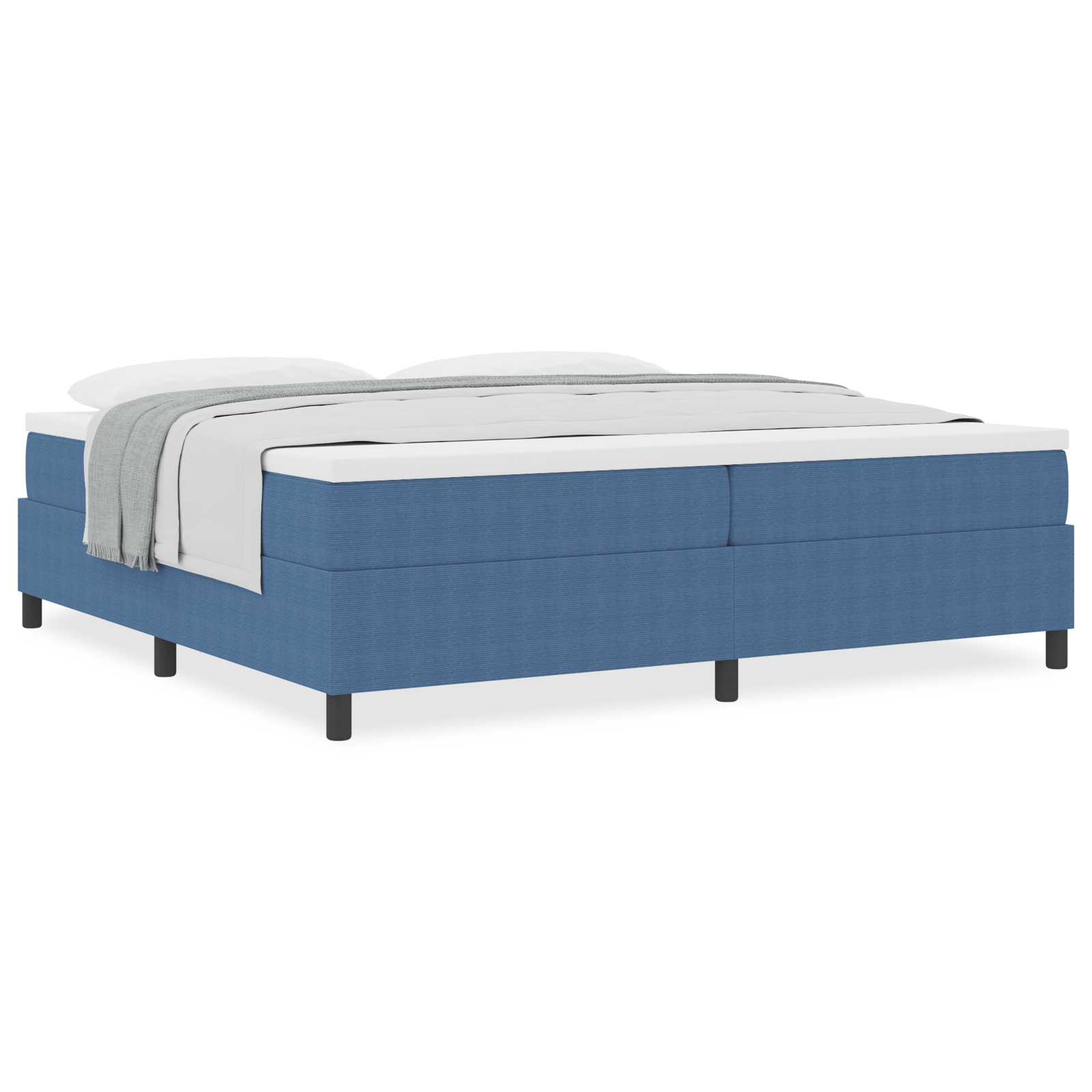 Letto con Box Spring Blu 200x200 cm Tessuto in Corduroy