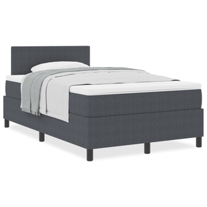 Letto Box Spring con Materasso Grigio Scuro Piccolo Matrimoniale Tessuto in Corduroy