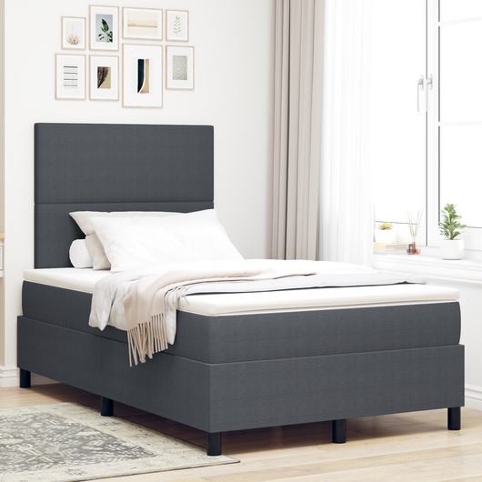 Letto con Box Spring con Materasso Grigio Scuro 120x200 cm Tessuto in Velluto a Coste