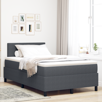 Letto con Rete con Materasso & LED Grigio Scuro Piccolo Doppio Velluto