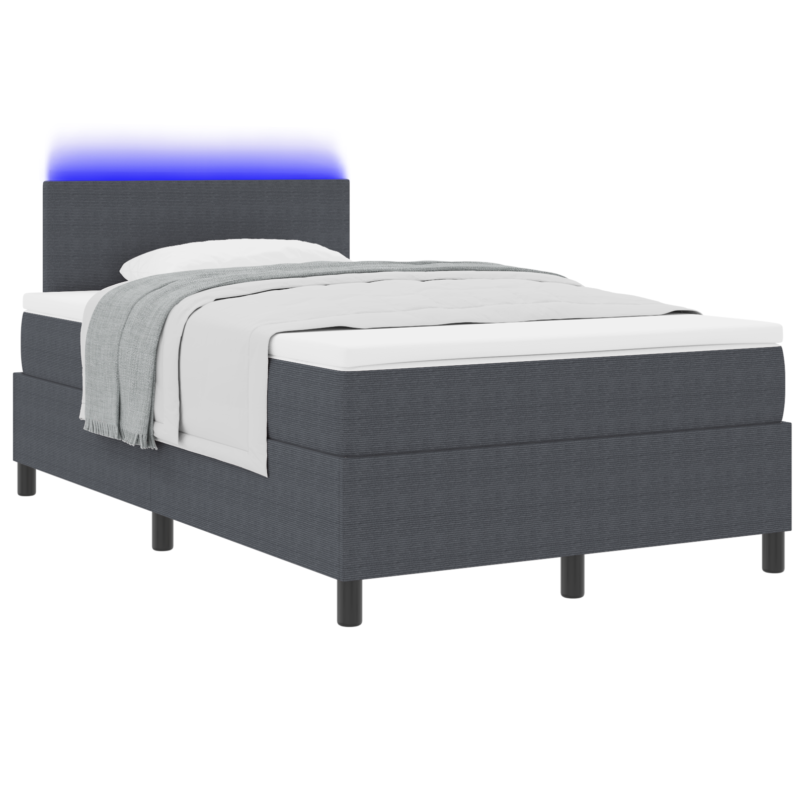 Letto con Rete con Materasso & LED Grigio Scuro Piccolo Doppio Velluto