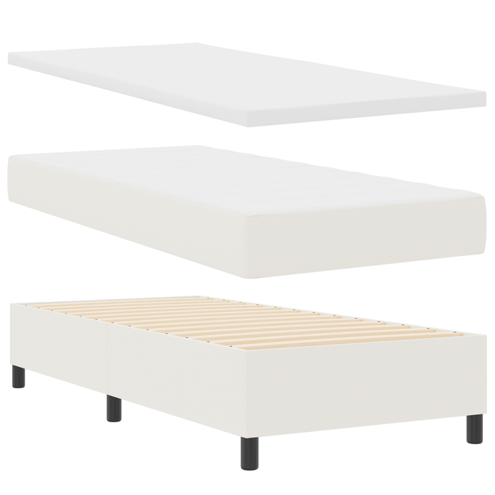 Letto con Box Spring e Materasso & LED Crema 100x200 cm Tessuto in Corduroy