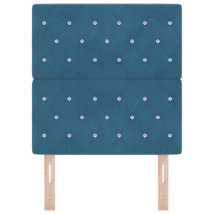 Testiera  Tuftata con Bottoni di Cristallo Blu Scuro 80 cm Velluto