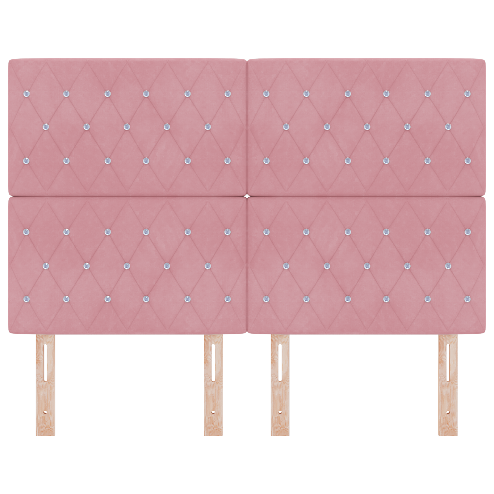 Testiera con Bottoni in Cristallo Tufted Rosa 140 cm Velluto