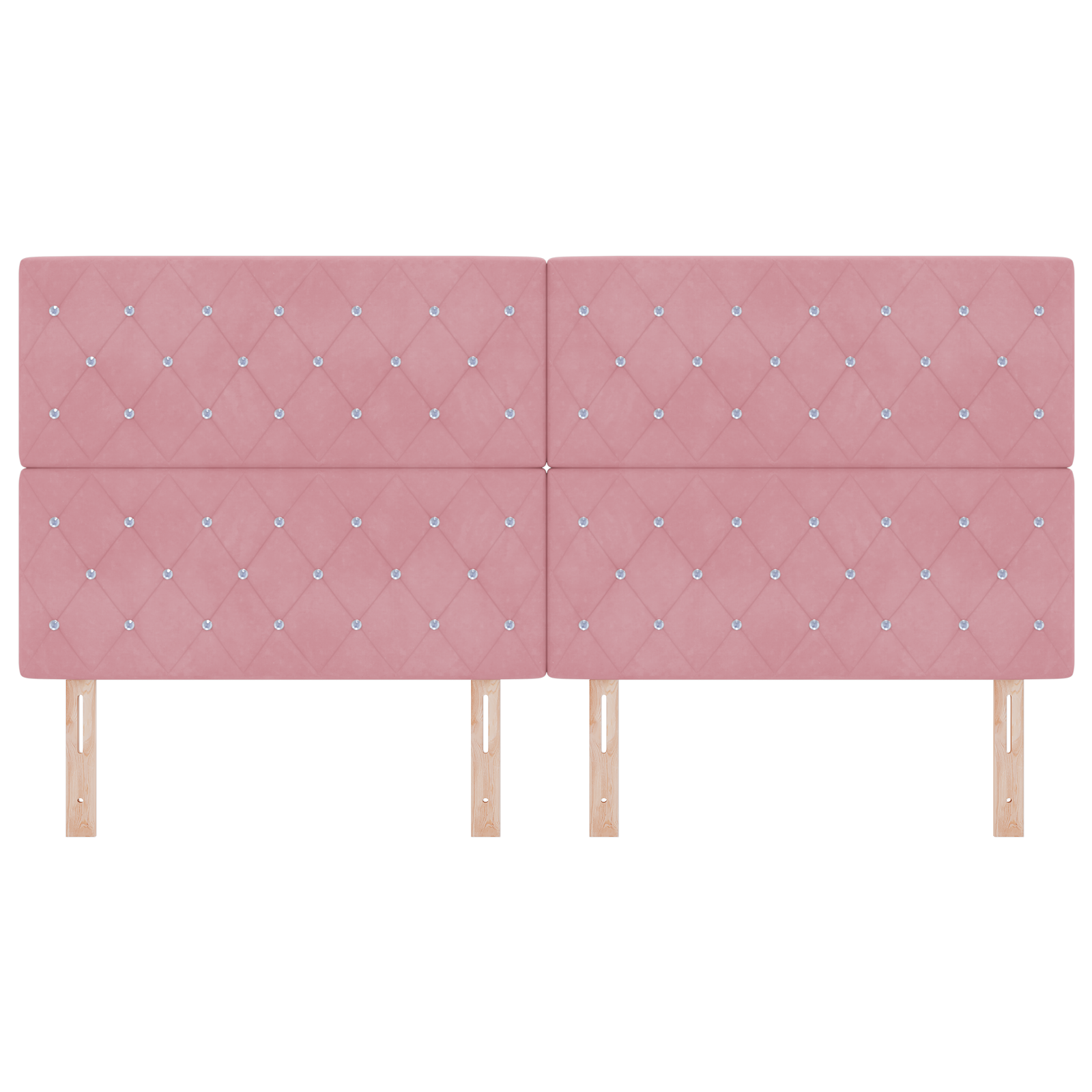 Testiera rosa tufted con bottoni di cristallo 200 cm in velluto