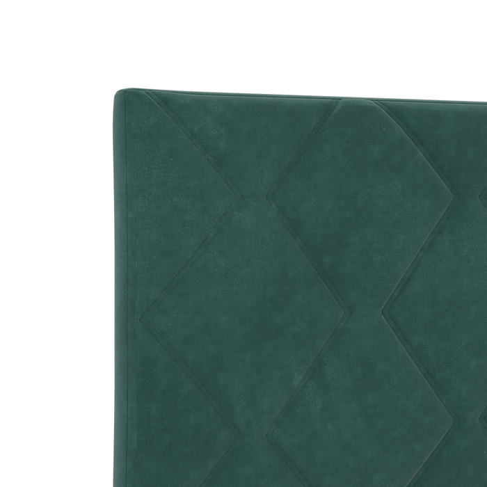 Testiera di velluto a blocchi di diamante verde scuro  80 cm
