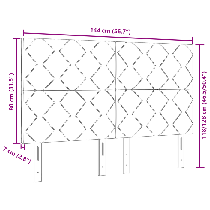 Testiera Design a Blocchi di Diamante Marrone Scuro 140 cm Tessuto