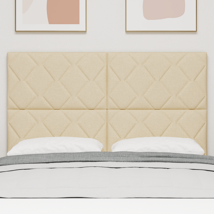 Testiera Design a blocchi a diamante Panna 160 cm Tessuto