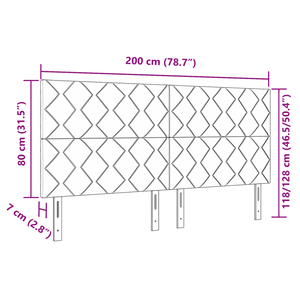 Testiera Design a Blocchi di Diamante Grigio Chiaro 200 cm Velluto