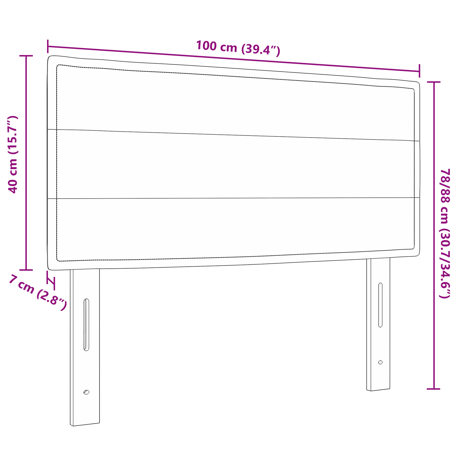 Testiera LED Design Panna 100 cm Tessuto