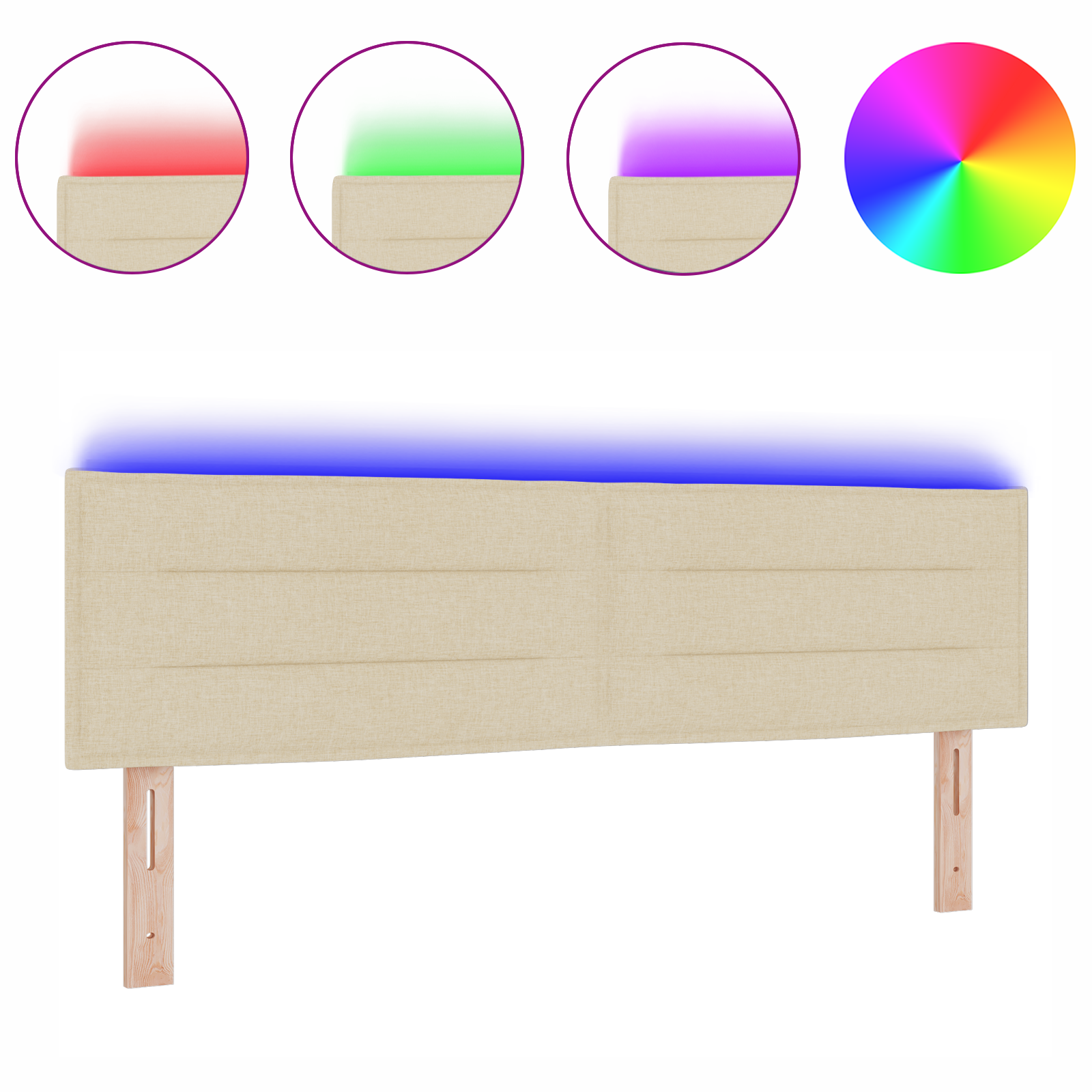 Testiera a LED Design Linee Panna 72 cm Tessuto