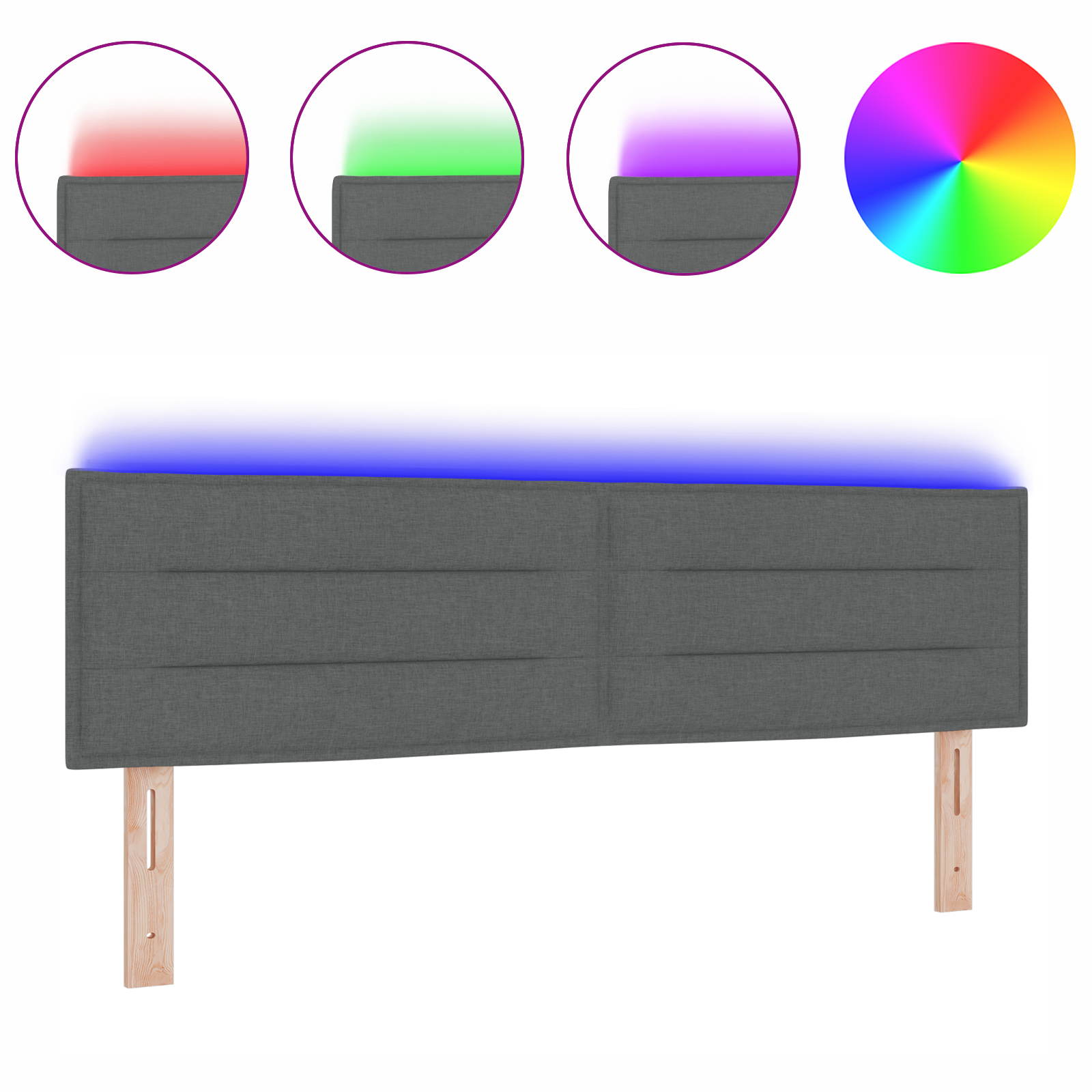 Testata Letto a LED Design Linee Grigio Scuro 80 cm Tessuto