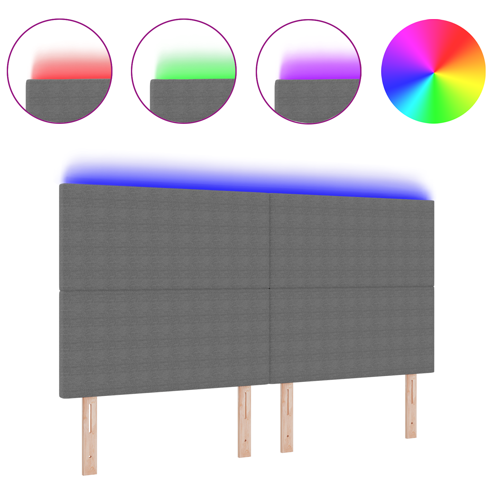 Luce LED per testiera Grigia 90 cm in corduroy