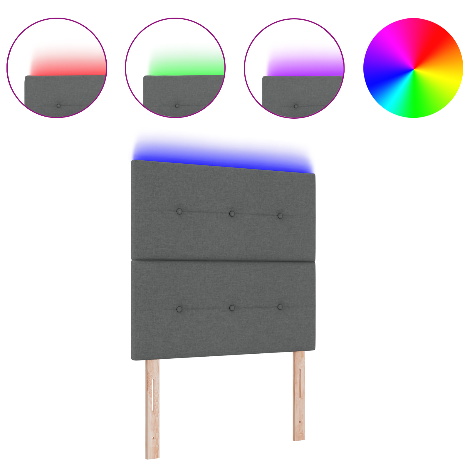 Testiera LED  Grigio Scuro 80 cm Tessuto