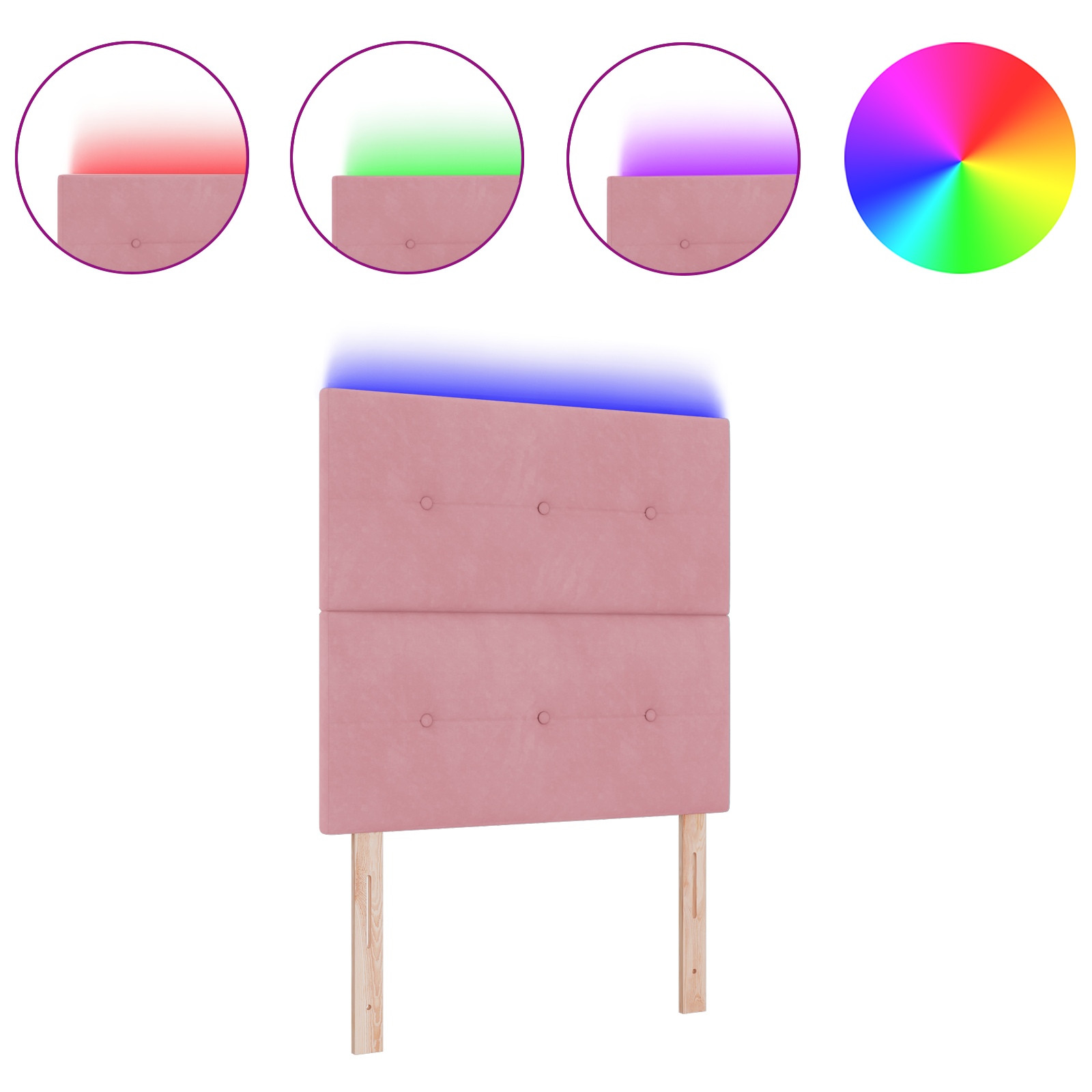 Testata LED  Rosa 100 cm Velluto