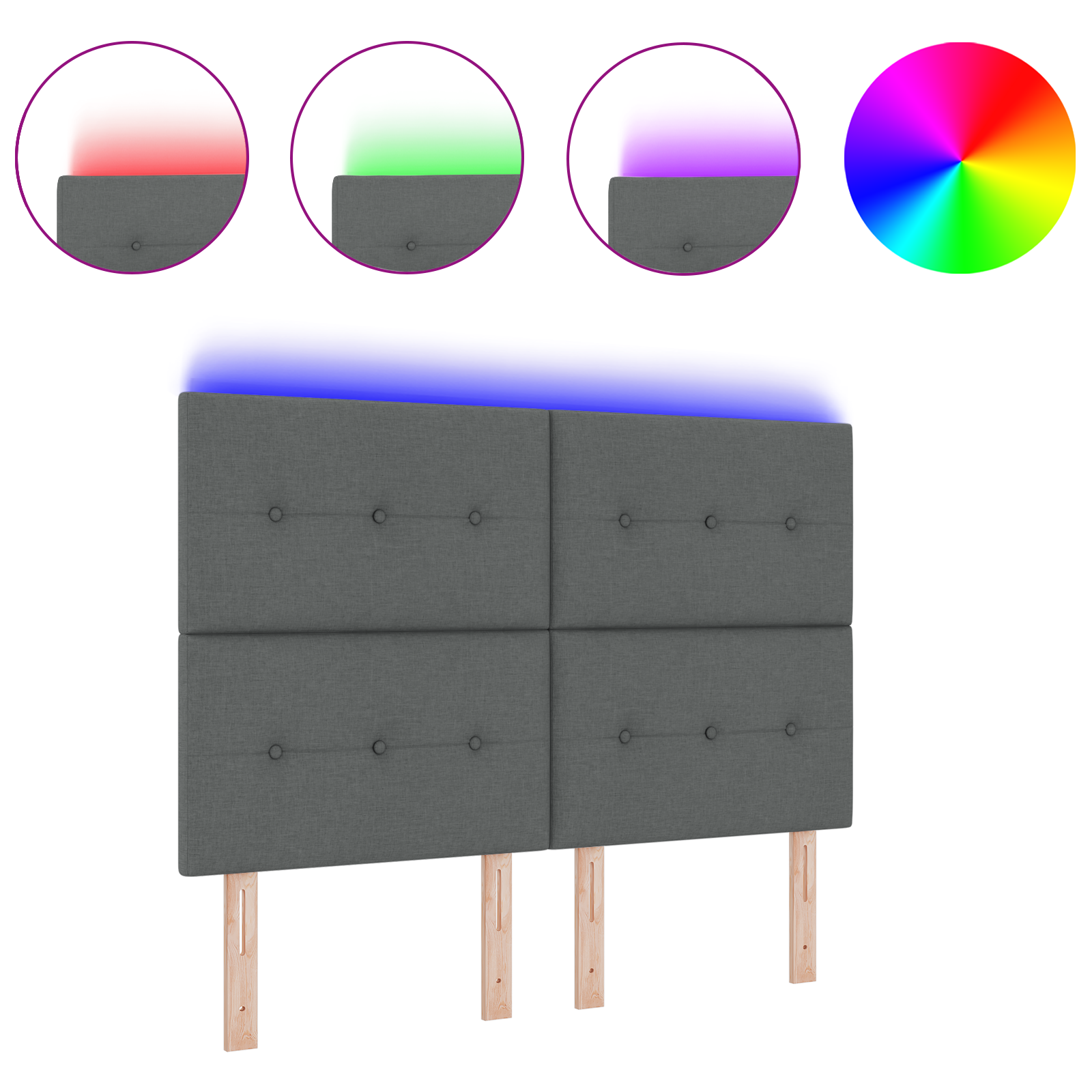 Testata LED  Grigio Scuro 72 cm Tessuto