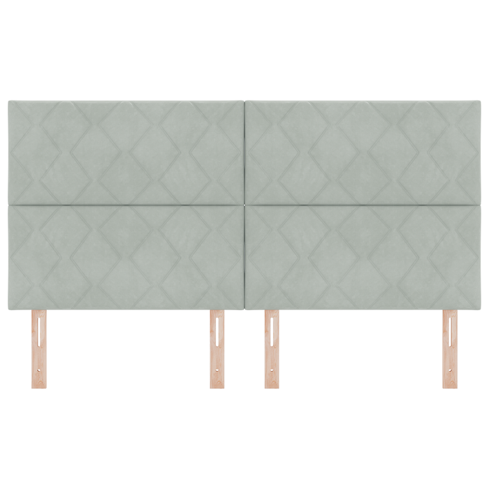 Testata LED  design a blocchi di diamante grigia chiara 180 cm velluto