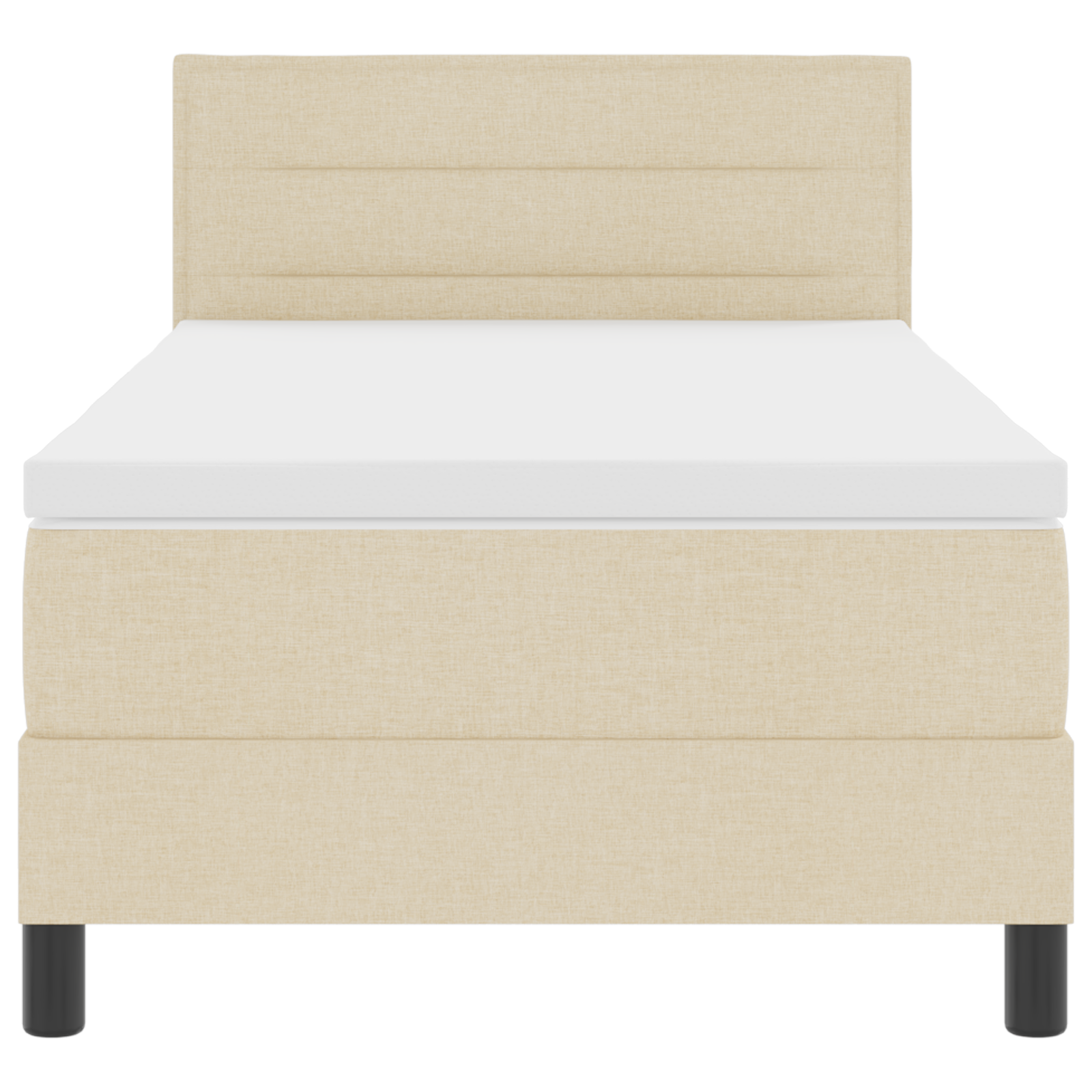 Letto Box Spring con Materasso Crema 90x200 cm Tessuto
