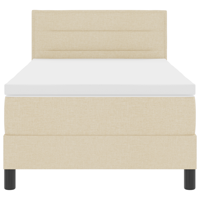 Letto a molle con materasso crema 100x200 cm in tessuto