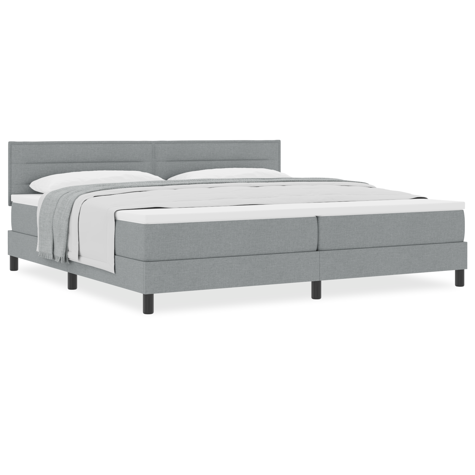 Letto Box Spring con Materasso Grigio Chiaro 200x200 cm Tessuto