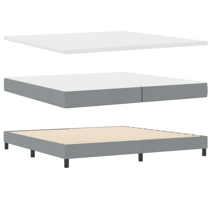 Letto Box Spring con Materasso Grigio Chiaro 200x200 cm Tessuto