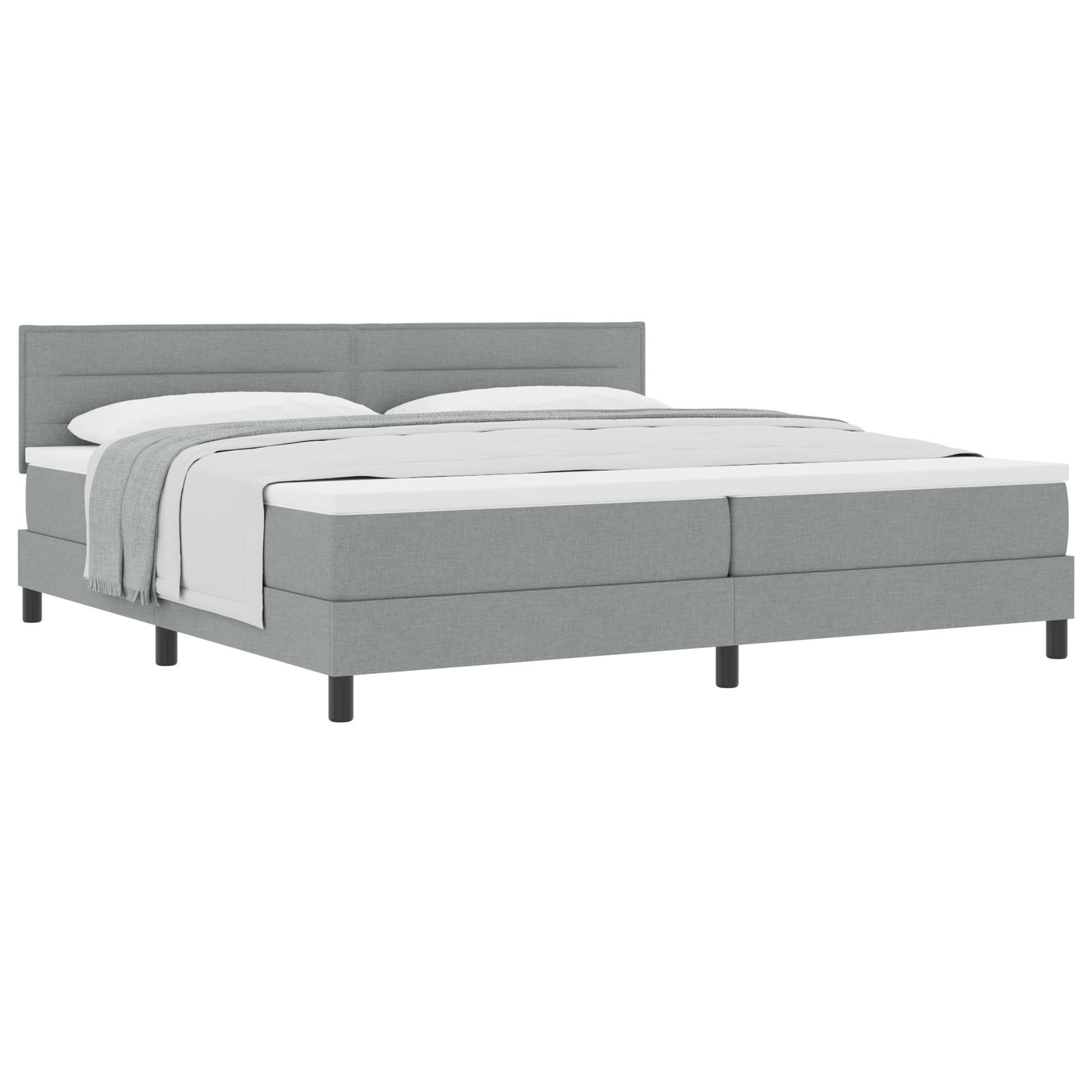 Letto Box Spring con Materasso Grigio Chiaro 200x200 cm Tessuto