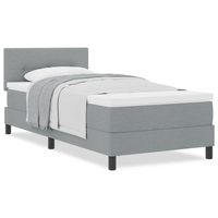 Letto con Rete a Molle e Materasso Grigio Chiaro 90x190 cm Tessuto