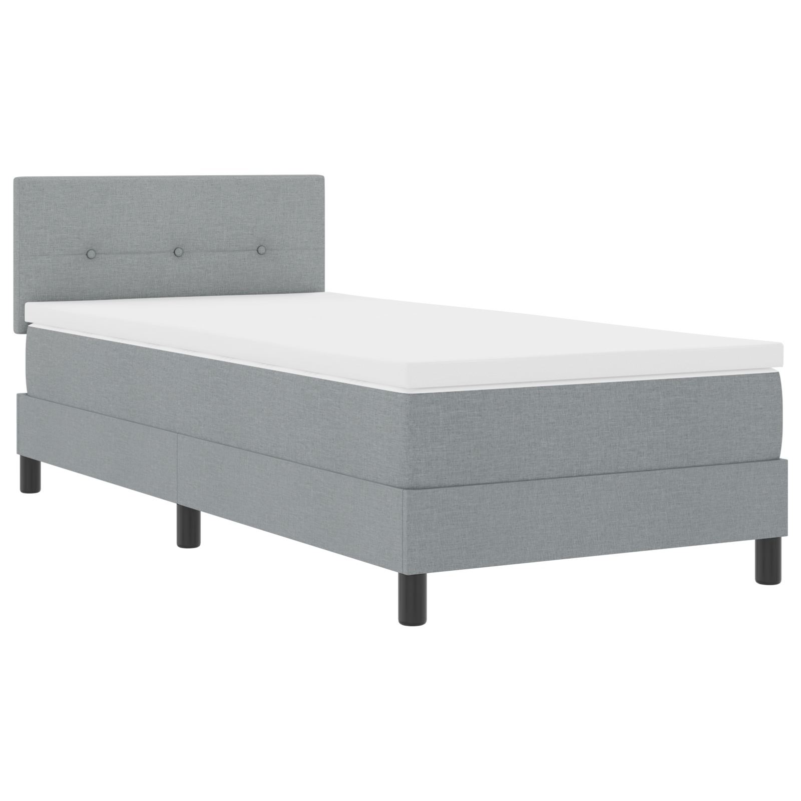 Letto con Rete a Molle e Materasso Grigio Chiaro 90x190 cm Tessuto