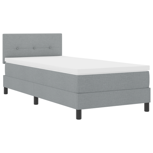 Letto con Rete a Molle e Materasso Grigio Chiaro 90x190 cm Tessuto