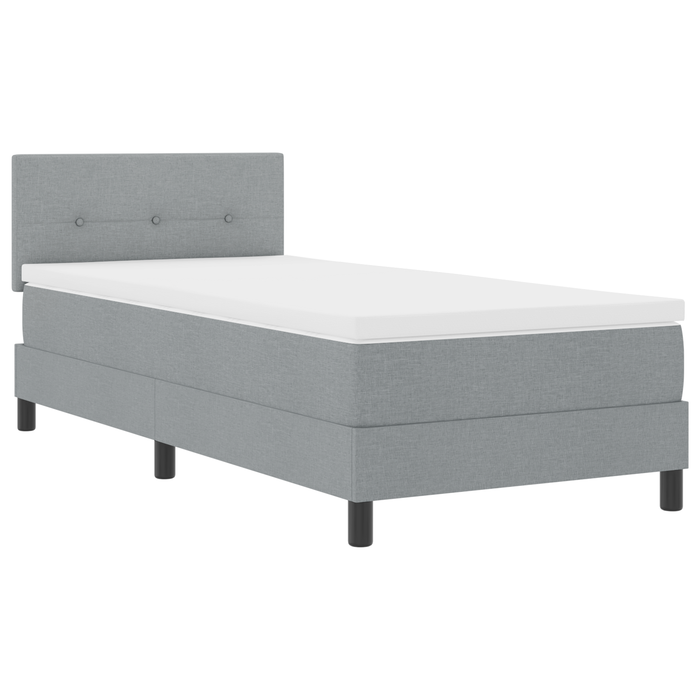 Letto con Rete a Molle e Materasso Grigio Chiaro 90x190 cm Tessuto