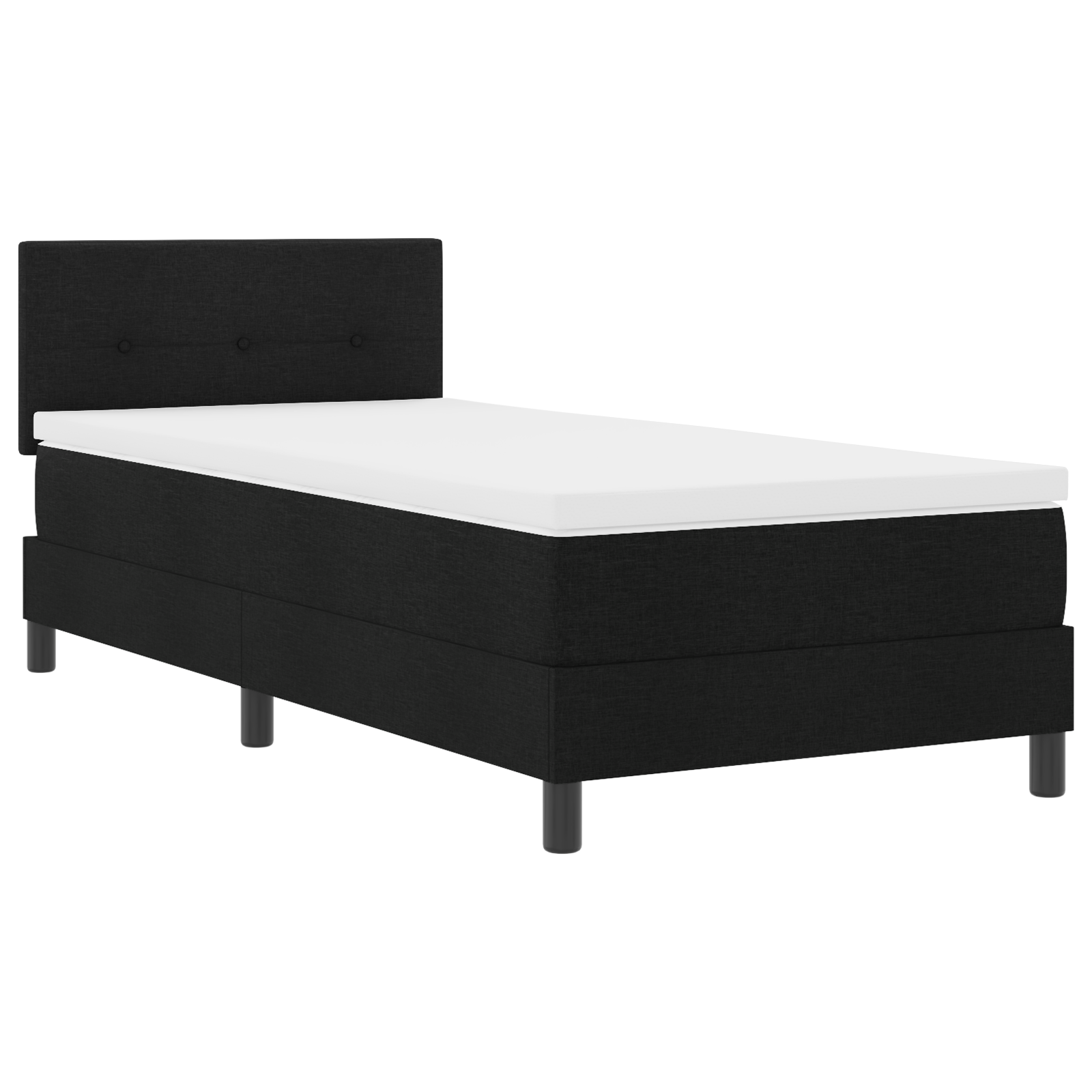 Letto a Molle con Materasso Nero 90x190 cm Tessuto