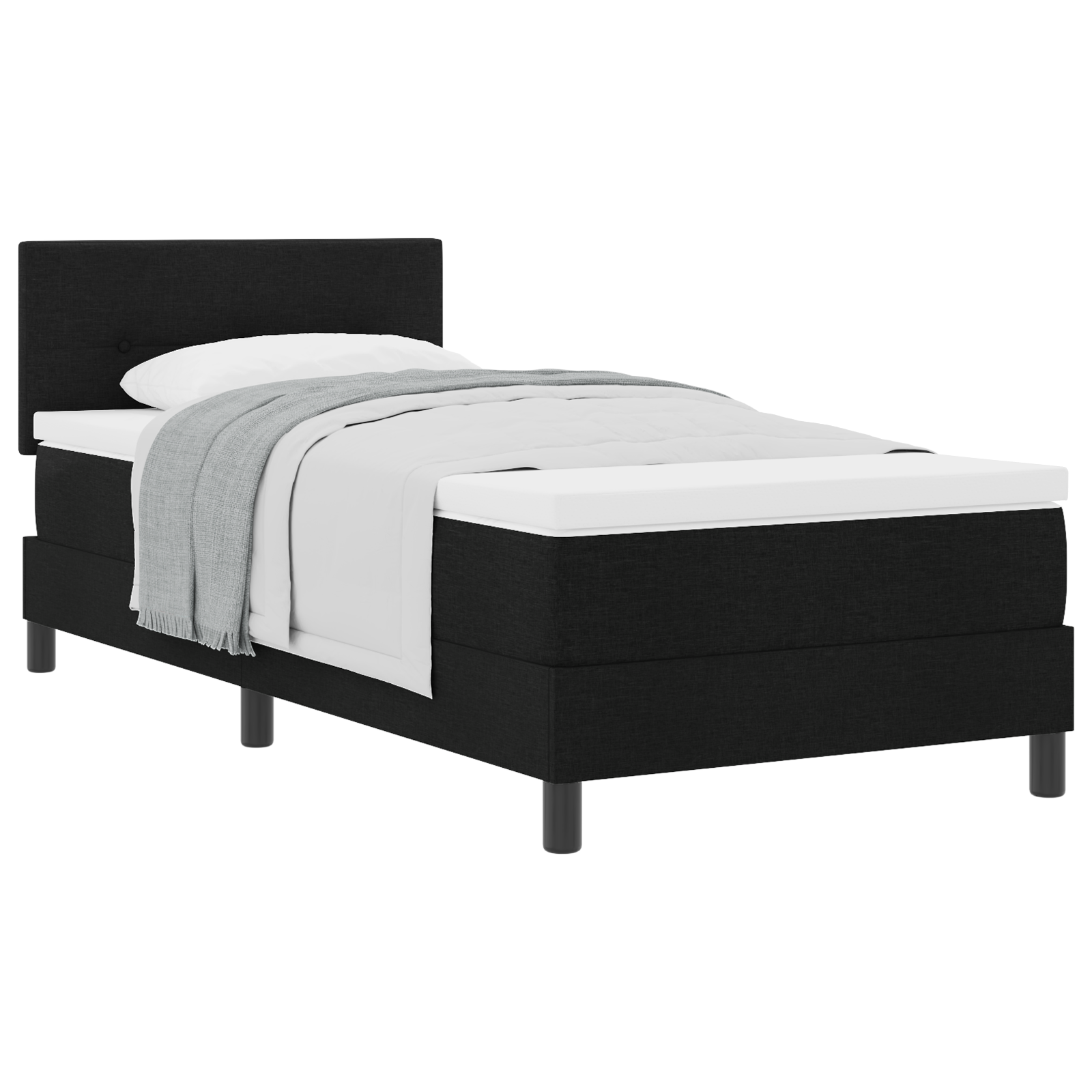 Letto a Molle con Materasso Nero 90x190 cm Tessuto