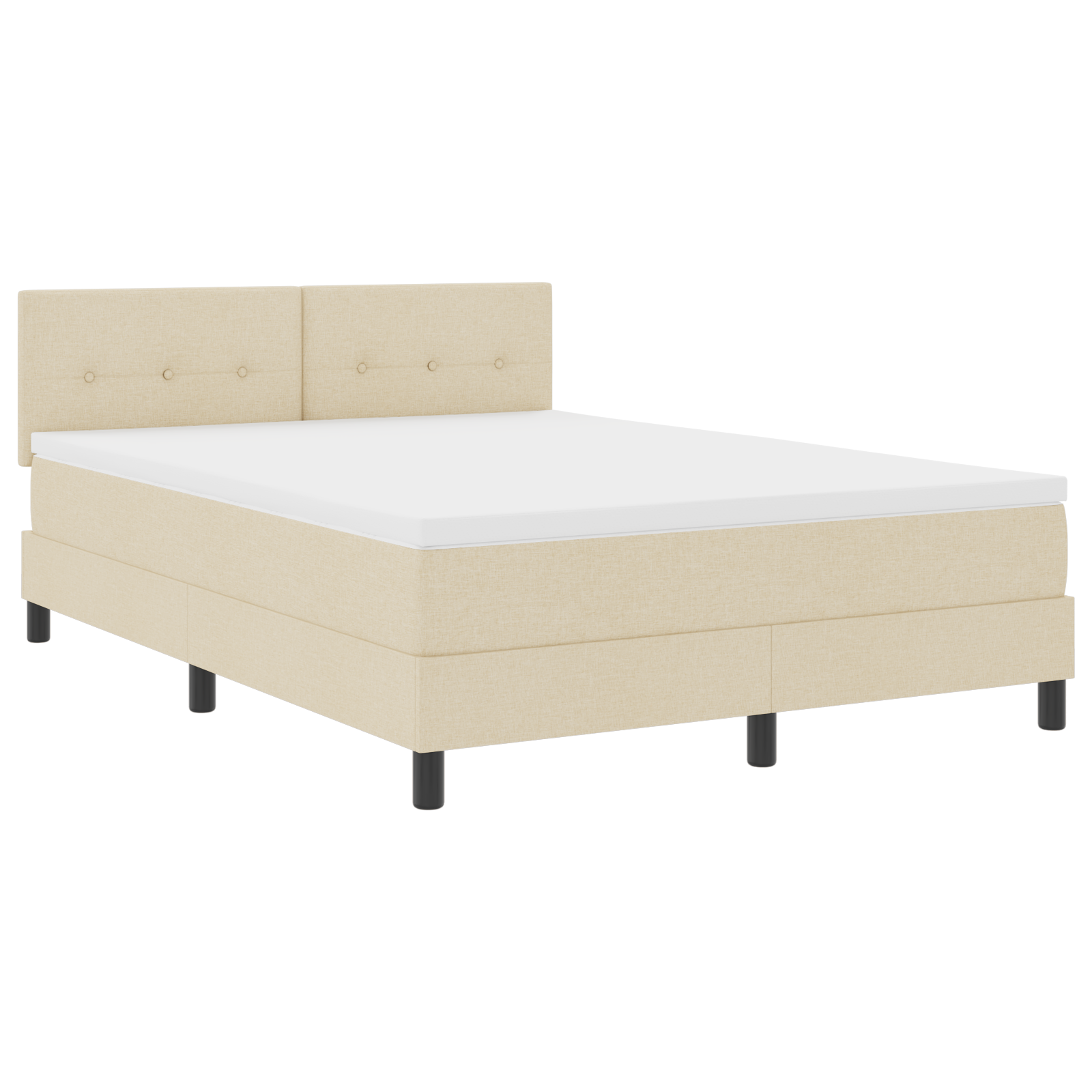 Letto con Rete a Molla e Materasso Crema 160x200 cm in Tessuto