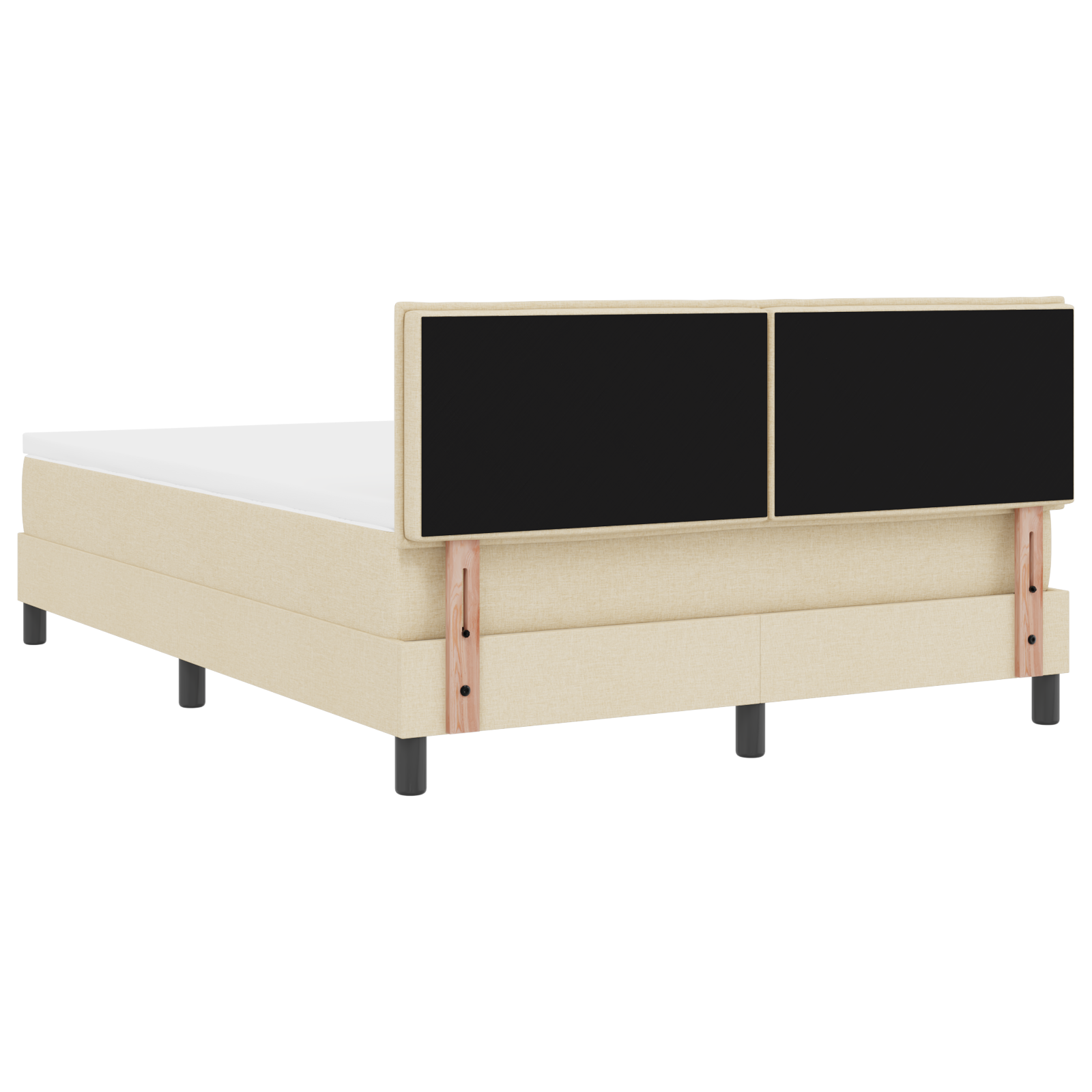 Letto con Rete a Molla e Materasso Crema 160x200 cm in Tessuto