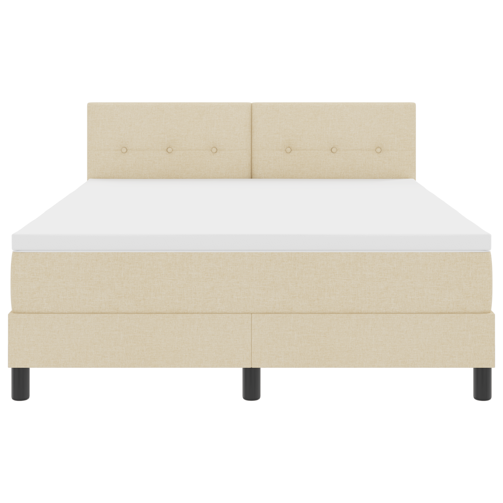 Letto con Rete a Molla e Materasso Crema 160x200 cm in Tessuto