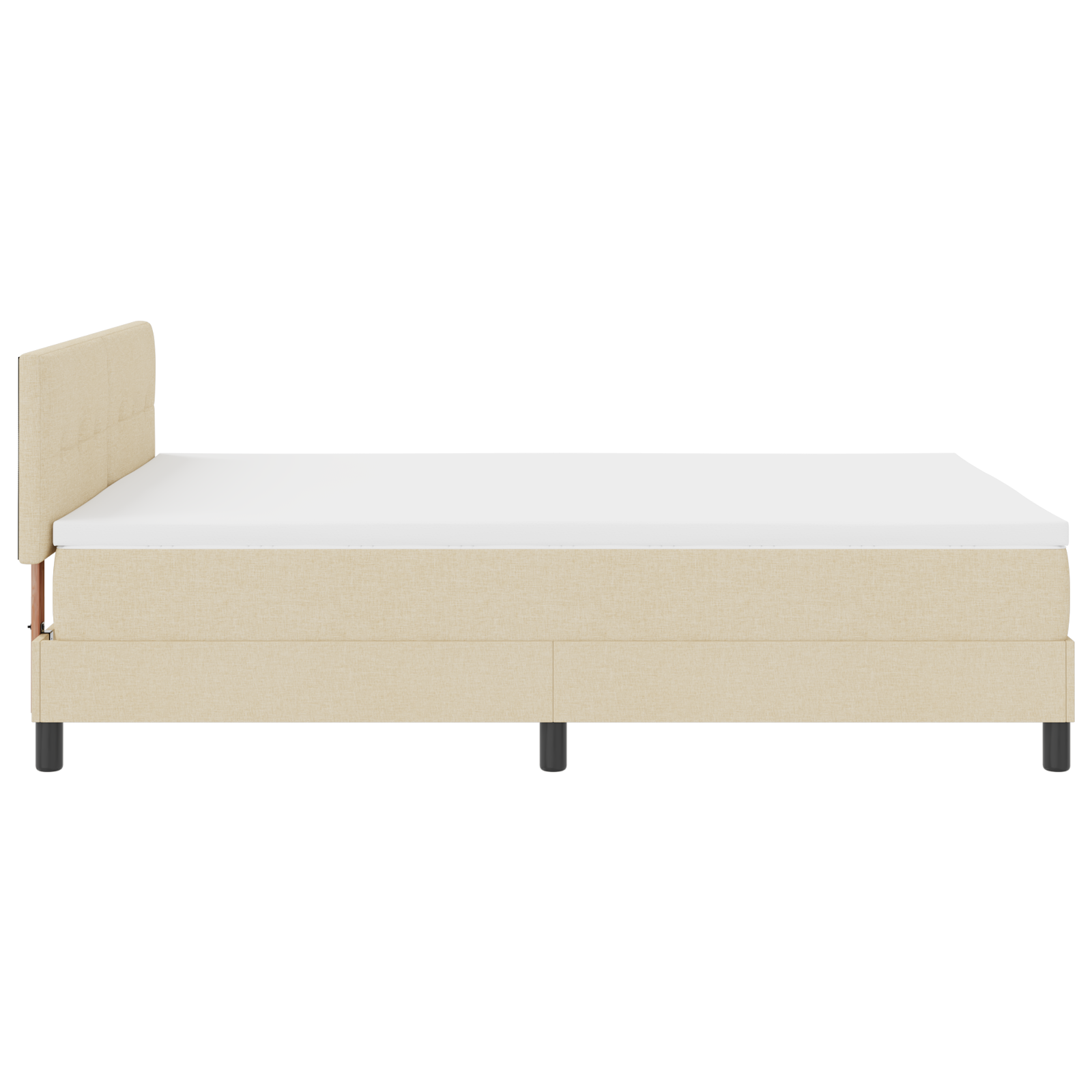 Letto con Rete a Molla e Materasso Crema 160x200 cm in Tessuto