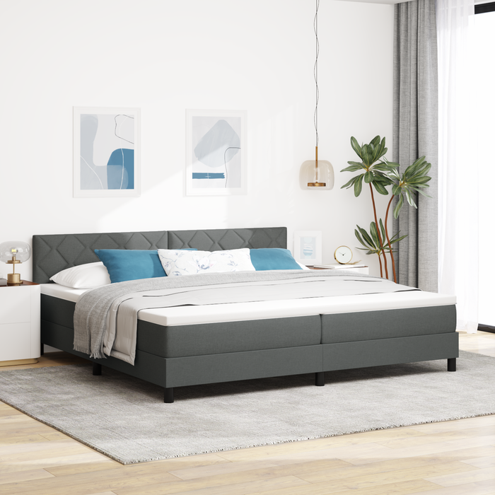 Letto a box spring con materasso Grigio Scuro 200x200 cm Tessuto